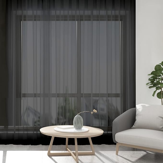 Chyhomenyc 2 Panels Solid Color Sheer Window Curtains 108 Inches Long, Elegant - Image 7