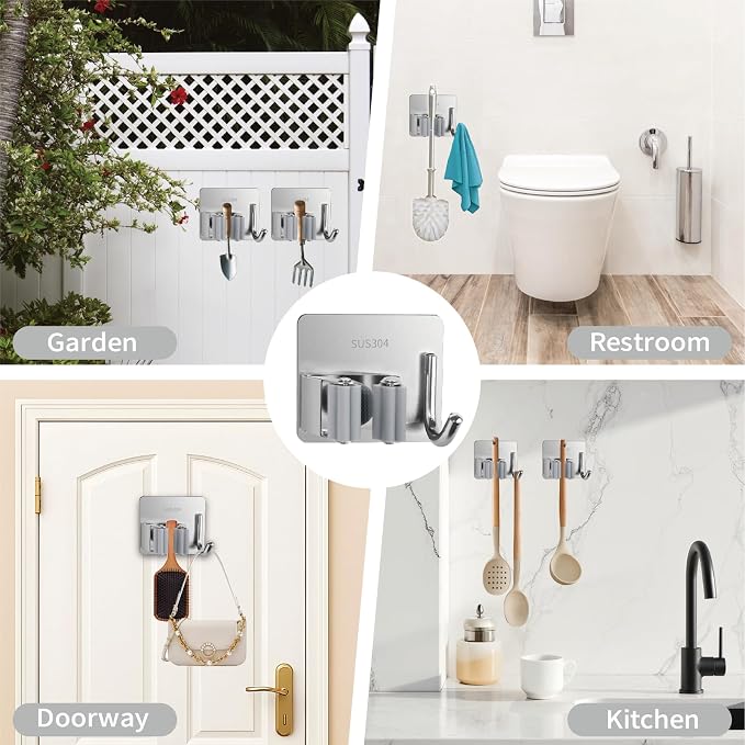5 Pack Mop and Broom Holder Wall Mount, Mop Broom Organizer - Image 6