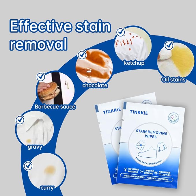 100-Pack Stain Remover Wipes, Portable Clothing Stain Remover Wipes, Instant - Image 4