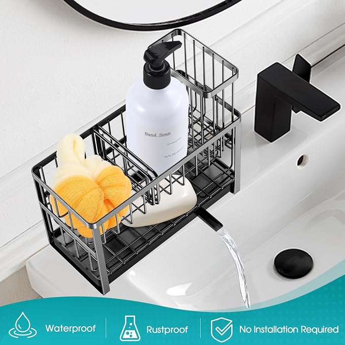 Sinnsally Kitchen Sponge Holder, 2 Tier Sink Caddy Organizer - Image 7