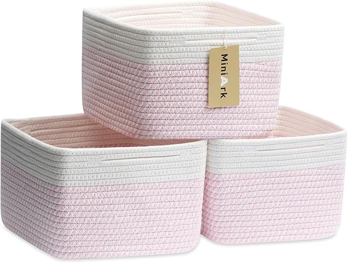Small Organizing Baskets for Cubes Shelf, 9.7x9.7x7.1 Inch Rope Woven Storage by MiniArkStorageBasketsHome