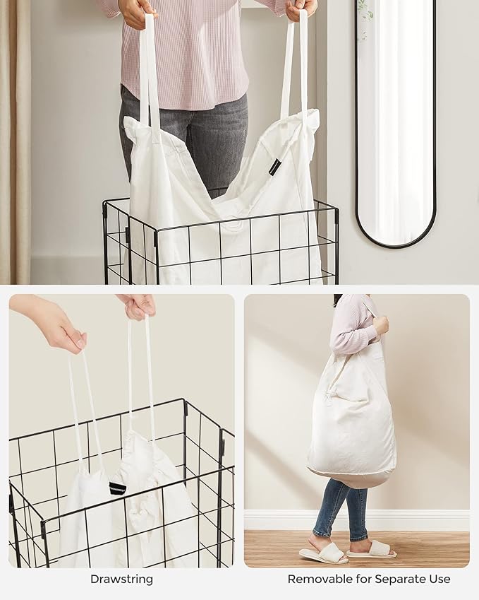 SONGMICS Laundry Hamper, 23.8 Gal. Laundry Basket, Collapsible Clothes Hamper - Image 4