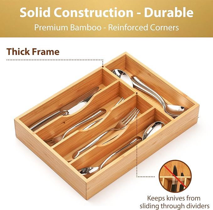 Umilife Kitchen Drawer Organizer, 10 Inch Silverware Utensil Tray Holder - Image 4