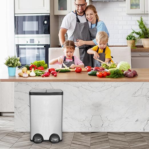 Dual Trash Can, 60 Liter/16 Gallon Dual Bin Trash Can - Image 8