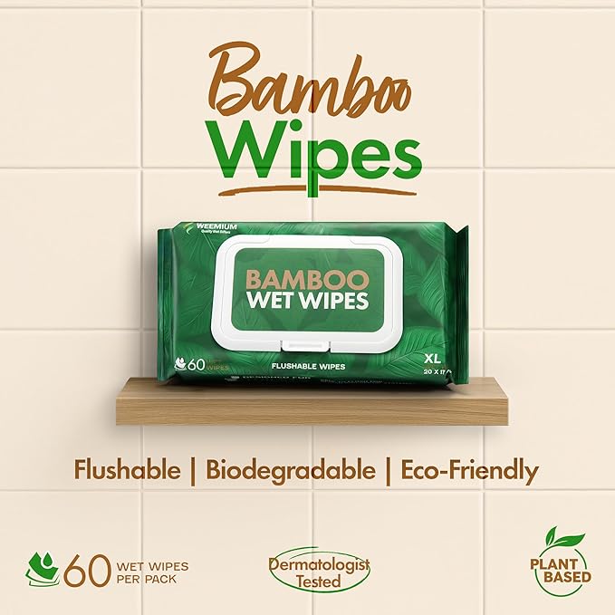Weemium Bamboo Wipes – Pack of 4 – Organic, FSC Certified & Septic Safe – 99% - Image 3
