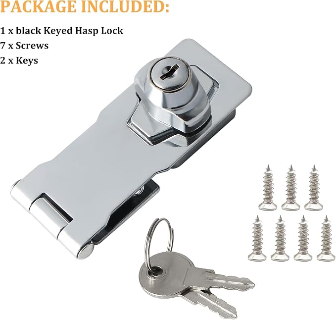 Alise Keyed Hasp Lock, 4 Inch Safety Packlock Clasp Hasp Lock Latch - Image 8