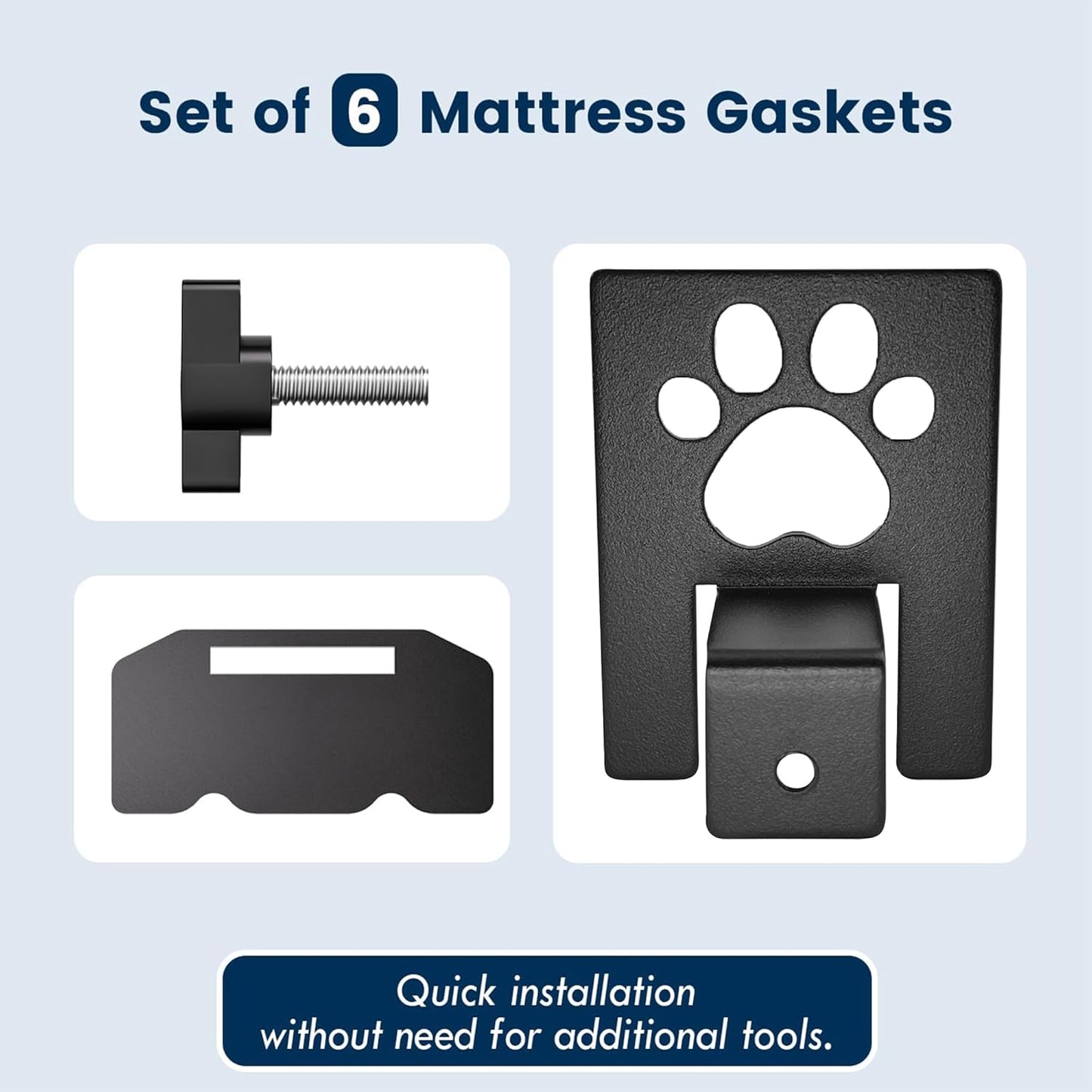 Adjustable Non Slip Mattress Gaskets, Mattress Holder in Place Gripper for Bed Frame, Heavy Duty Anti-Slip Baffle Retainer Bar, Keep Mattress from Sliding Gripper, 6 PCS, Cute Paw