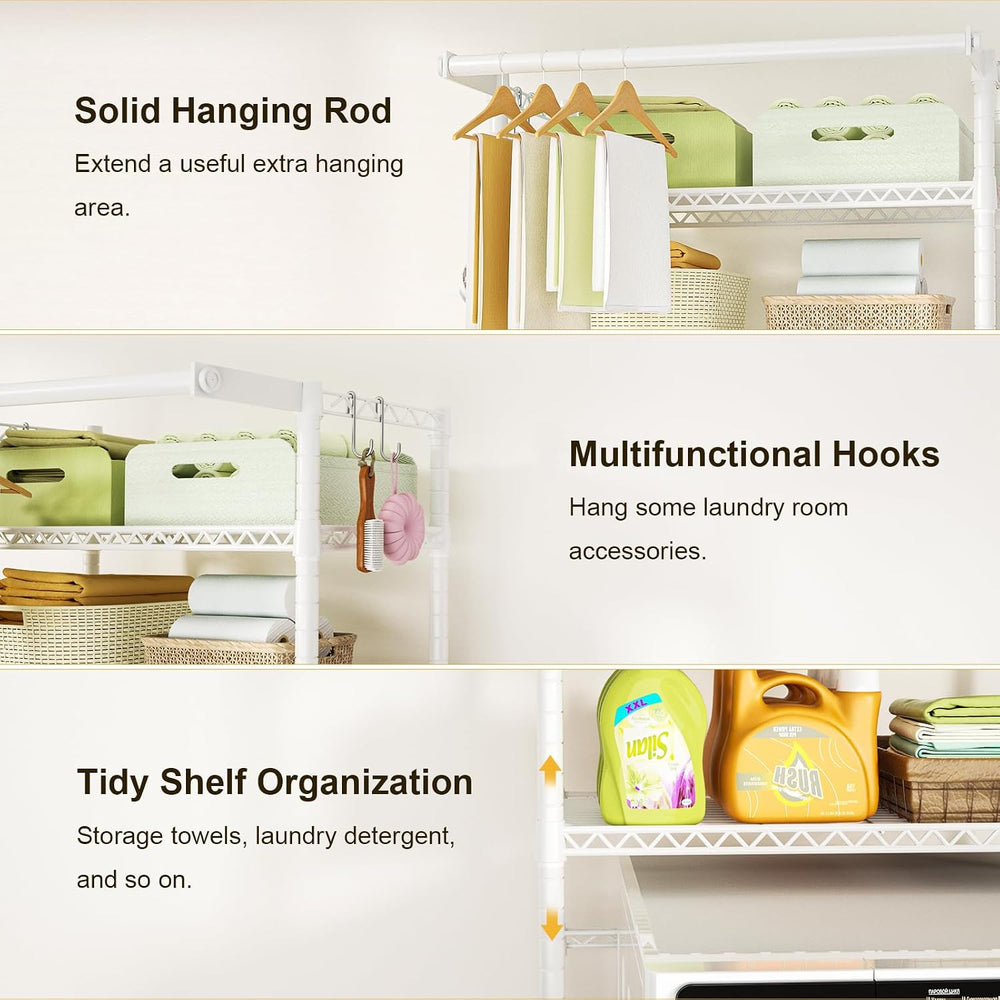 Ulif U11 Mini Over Washer and Dryer Shelves, 3 Tiers Laundry Room Storage and...