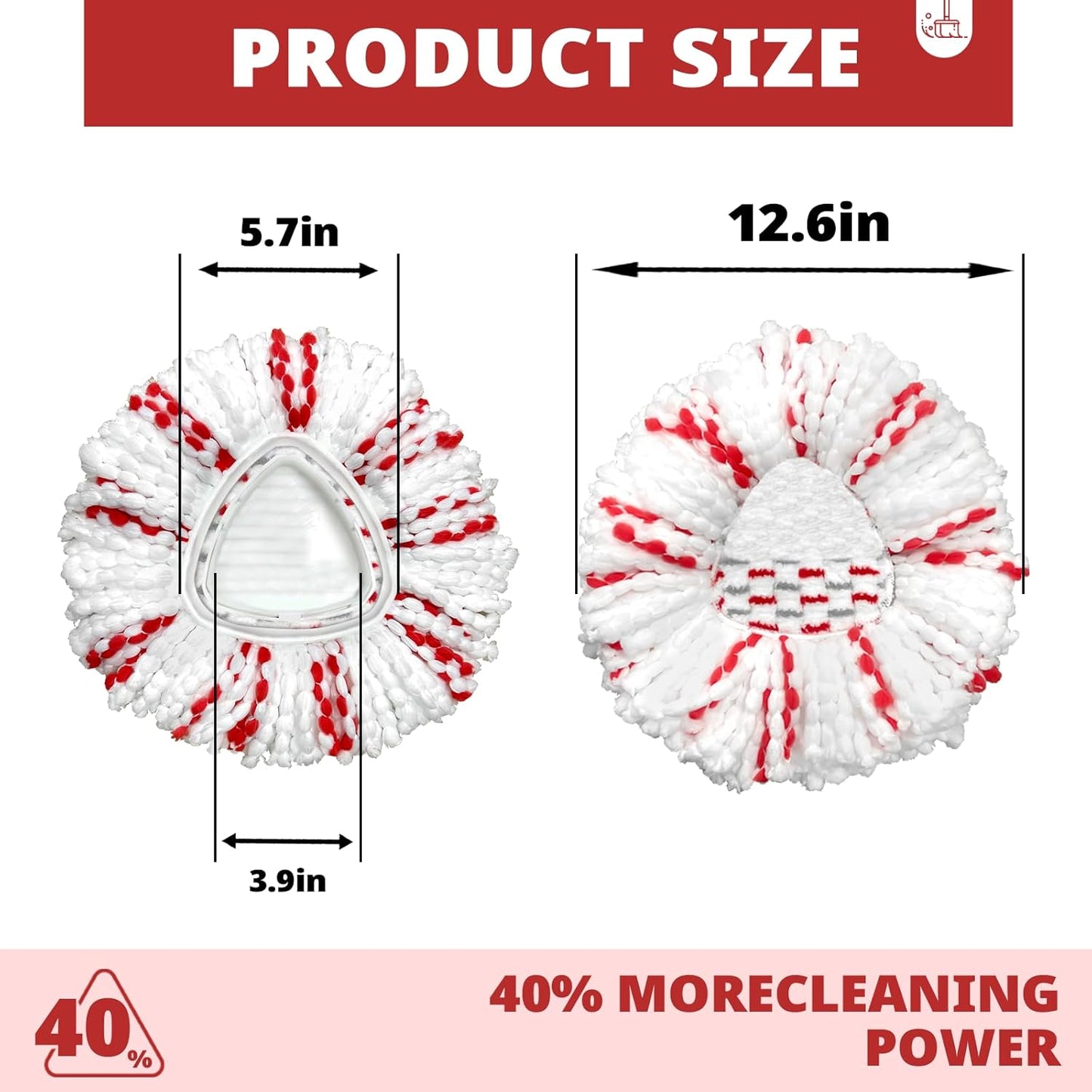 [2026 New Version] Mop Head Replacement - 40% More Cleaning Power, 3 Pack Spin Mop Replacement Head for Easy Wring 1-Tank System, Easy Cleaning, Microfiber and Machine Washable