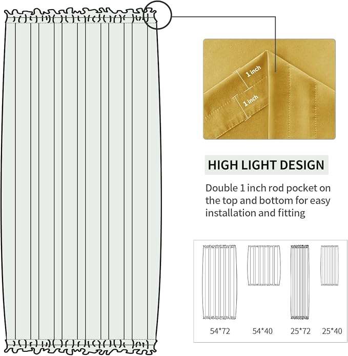 DWCN French Door Curtains – Rod Pocket Thermal Blackout Curtain - Image 3