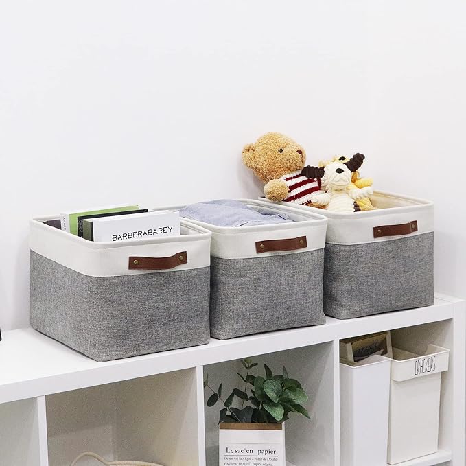 HNZIGE Fabric Storage Baskets for Shelves Large Collapsible Storage Baskets for - Image 2