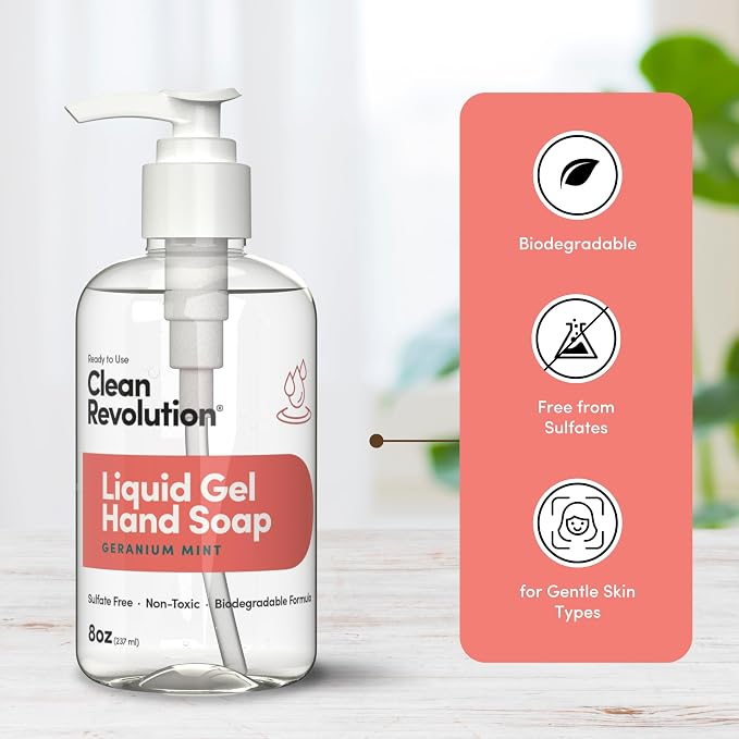 Clean Revolution Liquid Gel Hand Soap, Silky Rich Liquid, Quick Lather - Image 4