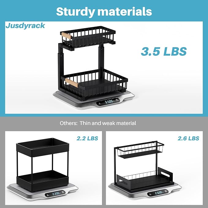 1 Packs 2 Tier Under Sink Organizers, Sliding Pull Out Cabinet Organizer - Image 3