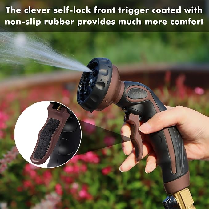 RESTMO Hose Nozzle with Easy Self-Lock Trigger, Heavy Duty Metal Water Hose - Image 4