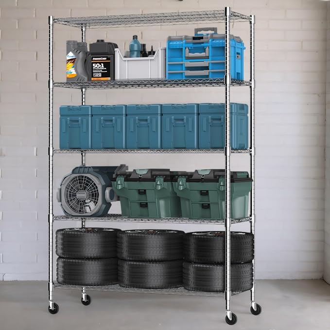 Himimi 60" W Storage Shelves, 5-Tier Wire Shelving - Image 4