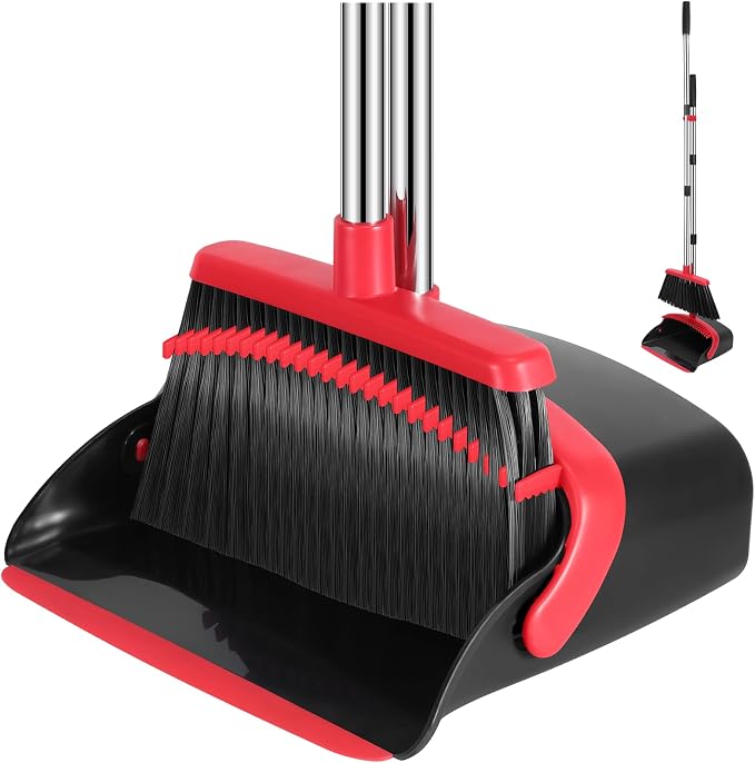 NACENA Broom and Dustpan Set, 52-in Long Adjustable Handle Broom Dustpan Combo by NACENA