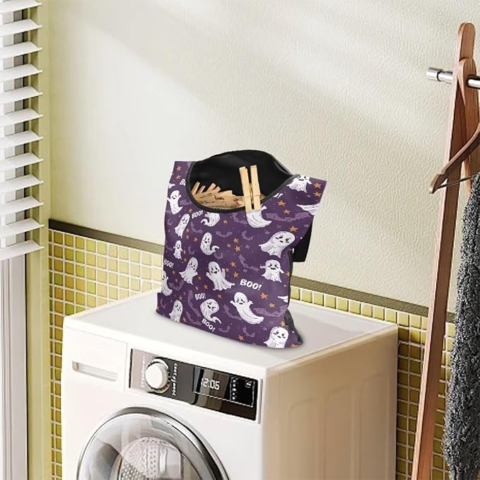 Cute Ghost Clothespin Storage Hanger Bags Laundry Clothespin Bag - Image 3