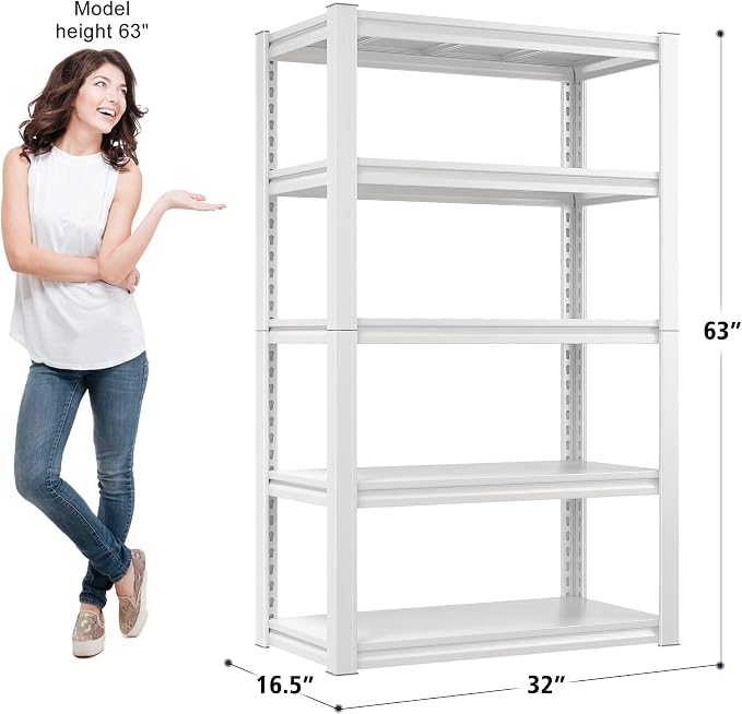 Raybee Garage Shelving Heavy Duty 2000LBS Storage Shelves 5 Tier Metal Shelving - Image 2