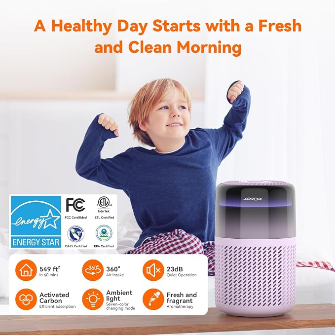 AIRROMI Air Purifier for Bedroom Home, HEPA Filter, Covers Upto 549 Ft² - Image 2