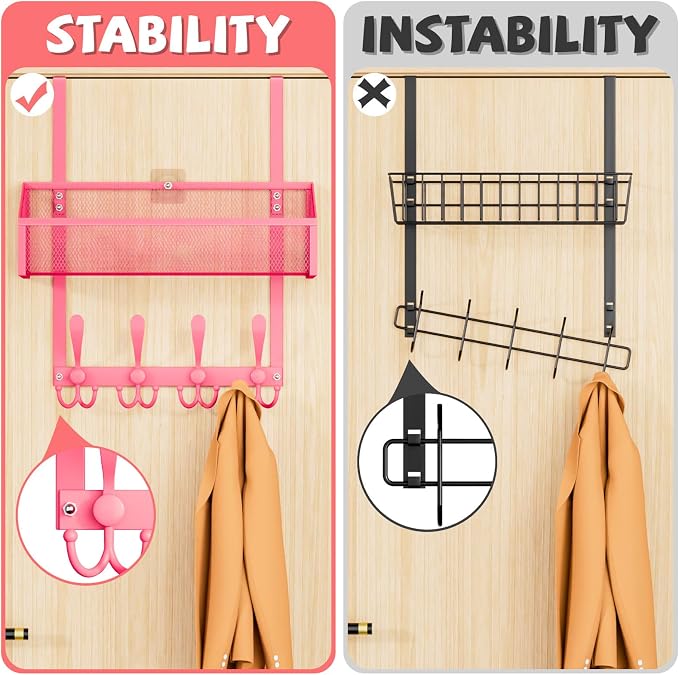 Over The Door Hooks Organizer, Coat Rack Over The Door Storage Hanger Towel Rack - Image 2