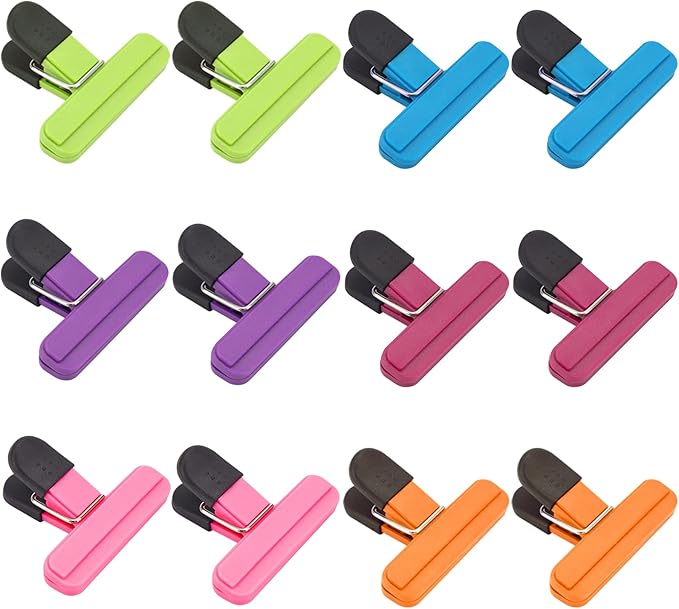 OWLKELA Chip Clips, 12 Pack Colors Wide Open Bag Clips by OWLKELA