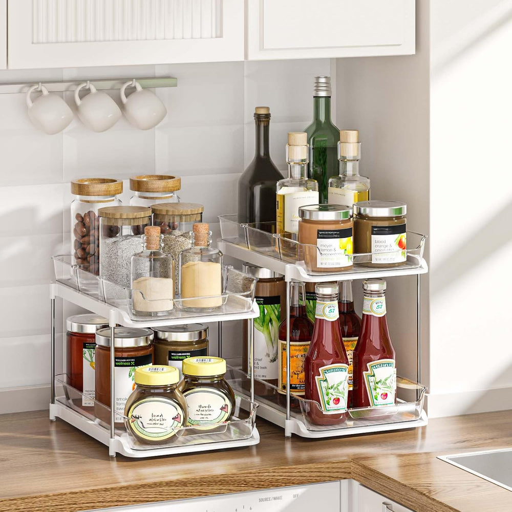 Delamu 2-Tier Multi-Purpose Bathroom Under Sink Organizers and Storage, Stack...