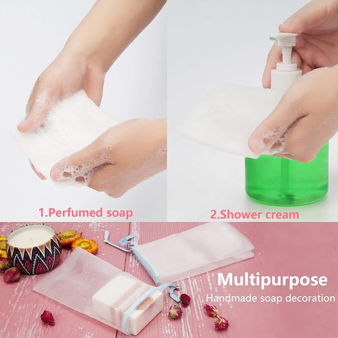 Cobahom Soap Bag 6 Pack 6 x 3.5 Inch Mesh Foaming Net Soap Sack Bags Soap Saver - Image 6
