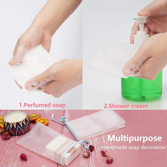 Cobahom 12 Pack Mesh Soap Bag Mesh Foaming Net Soap Sack Bags Soap Saver Pouch - Image 7