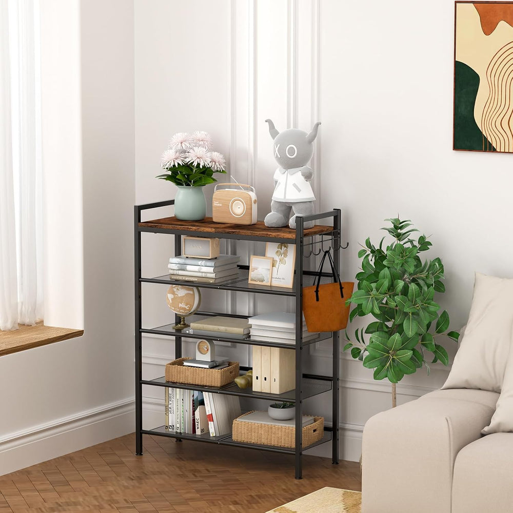 Refrze Shoe Rack for Front Door Entrance, 4 Tier Height-Adjustable Metal Shoe...