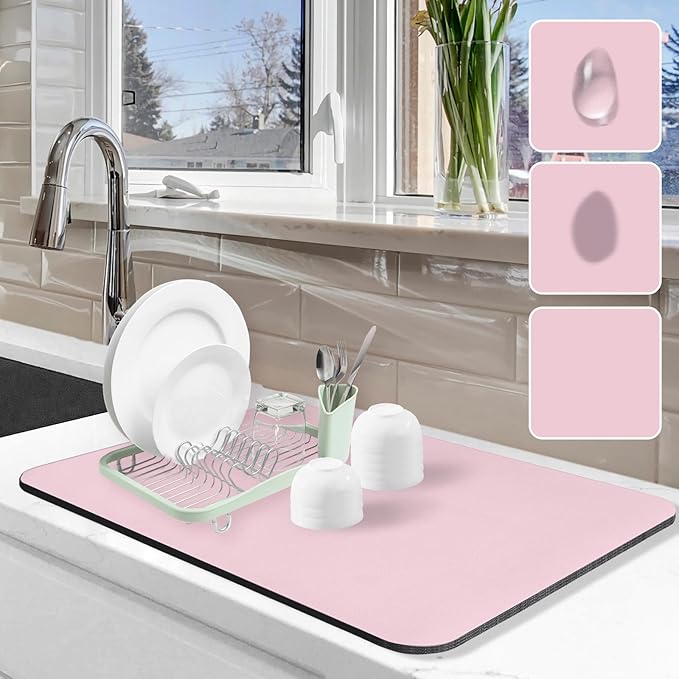 Dish Drying Mat for Kitchen Counter, Hide Stain Anti Absorbent for Kitchen by Etomiel