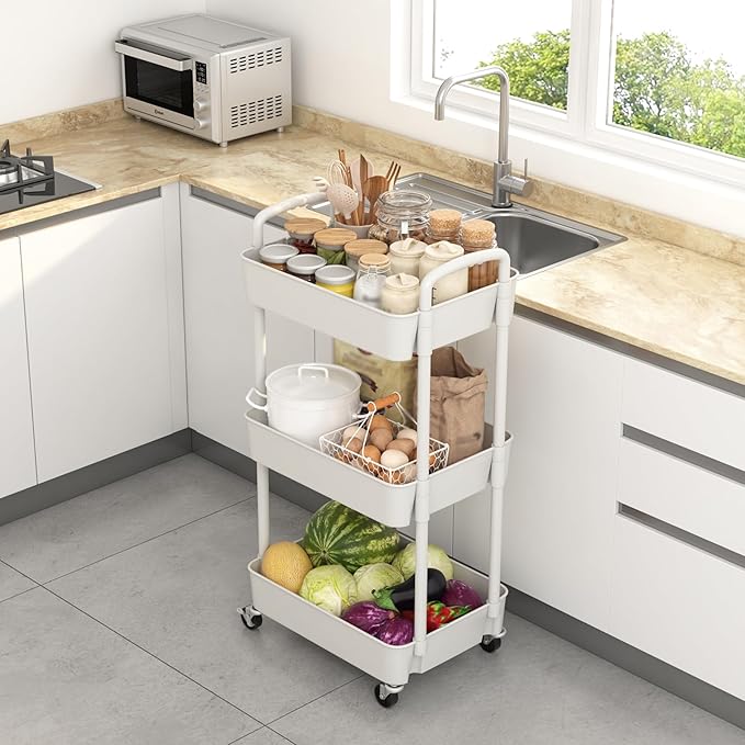 Sywhitta 3-Tier Plastic Rolling Utility Cart - Image 4