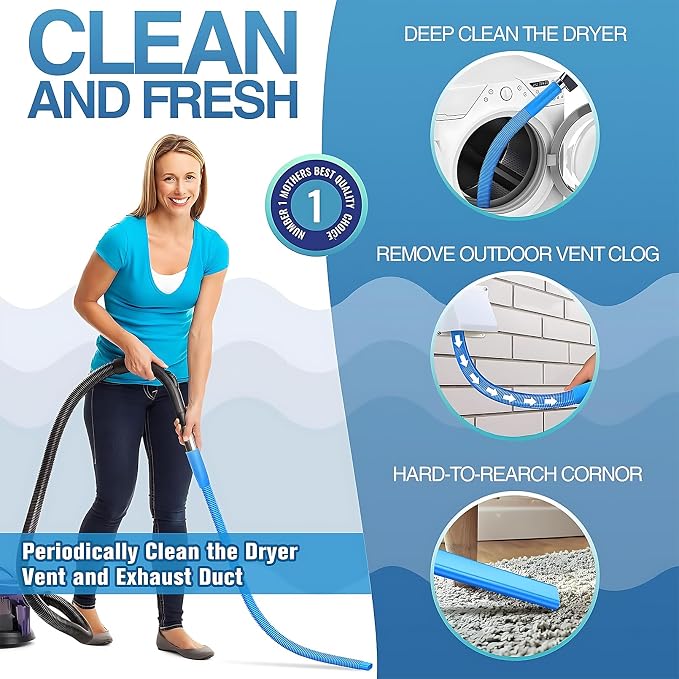 Upgraded Dryer Vent Cleaner Kit: Universal Vacuum Hose Attachment - Image 2