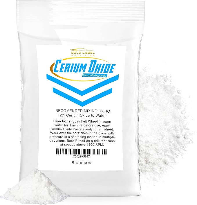 Optical Grade Cerium Oxide 8oz Glass Repair Powder | Glass Window and by Gold+Label+Detailing