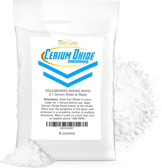 Optical Grade Cerium Oxide 8oz Glass Repair Powder | Glass Window and by Gold+Label+Detailing