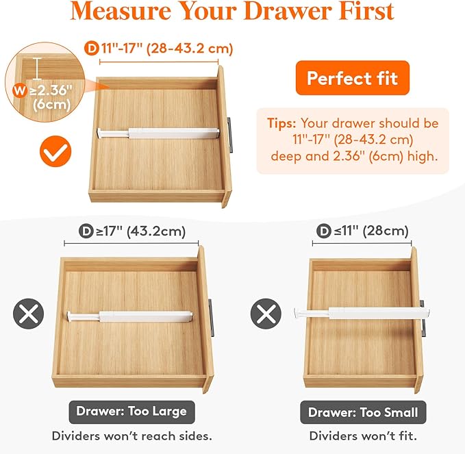 Lifewit 12 Pack Kitchen Drawer Dividers 2.36" High, Plastic Expandable - Image 3