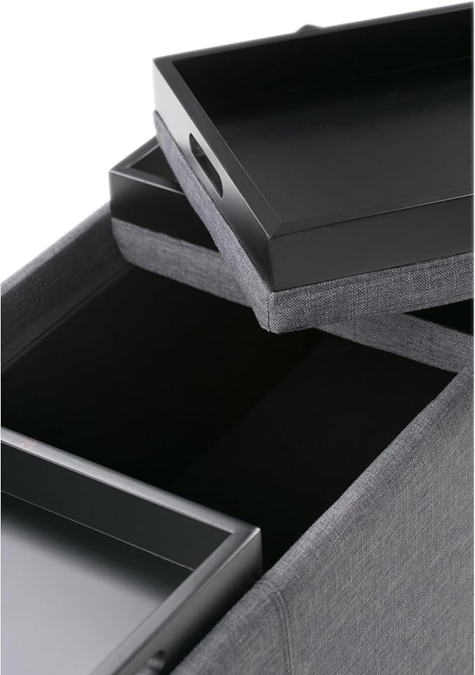 SIMPLIHOME Avalon 42 Inch Wide Contemporary Rectangle Storage Ottoman in Slate - Image 5