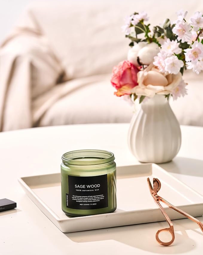 M&SENSE Sage Wood Scented Candle, 11.6oz 70 Hours Long Lasting Clean Non Toxic - Image 8