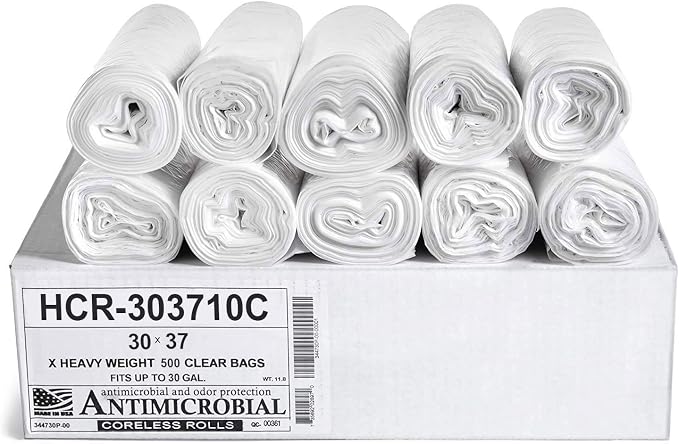 Aluf Plastics High Density Trash Bags, 30 Gallon, 10 Micron, by AlufPlastics