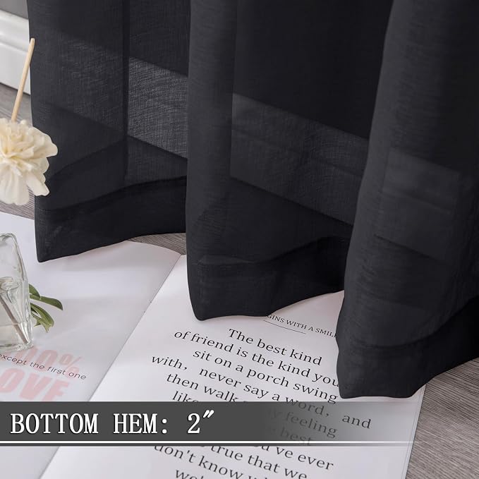 Tollpiz Short Sheer Curtain Living Room Linen Textured Curtains Sheer Light - Image 4
