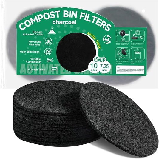 6.7 Inch Charcoal Filters for 10 Pack Kitchen Countertop Compost Bins by LMJP