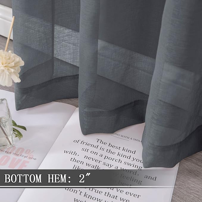 Tollpiz Sheer Curtains Linen Textured Bedroom Curtain Sheers Light Filtering - Image 4