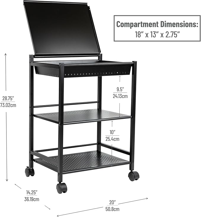 Mind Reader Cart with Covered Compartment, Office Organizer - Image 3