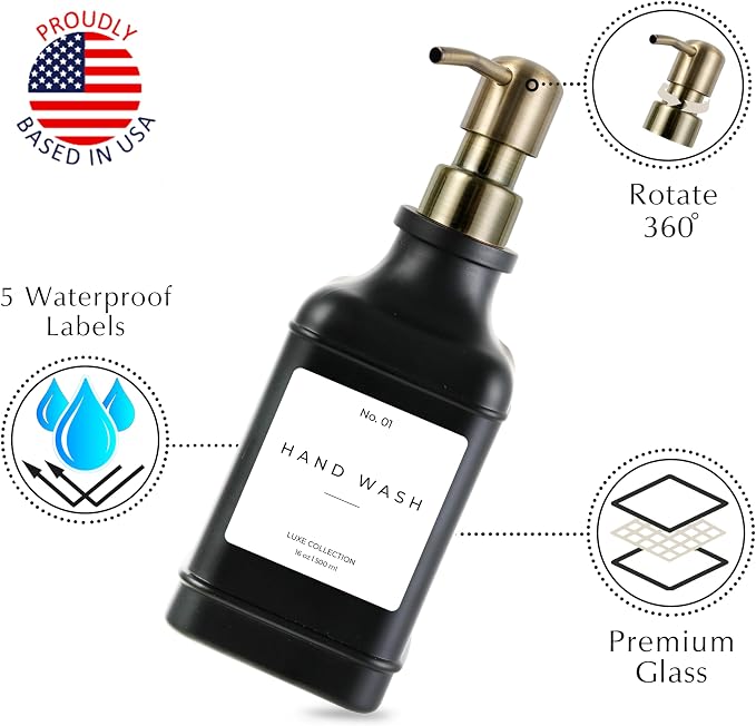 Emerson Essentials Soap Dispenser, Dish Soap Dispenser, Soap Bottle Bathroom Set - Image 3