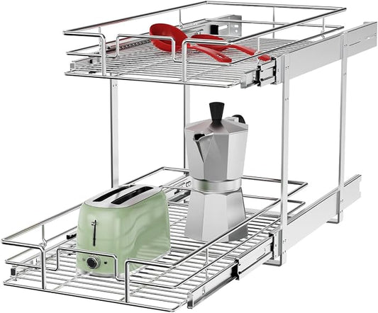 ROOMTEC Individual Pull Out Cabinet Organizer, 2 Tier Spice Rack Organizer by ROOMTEC