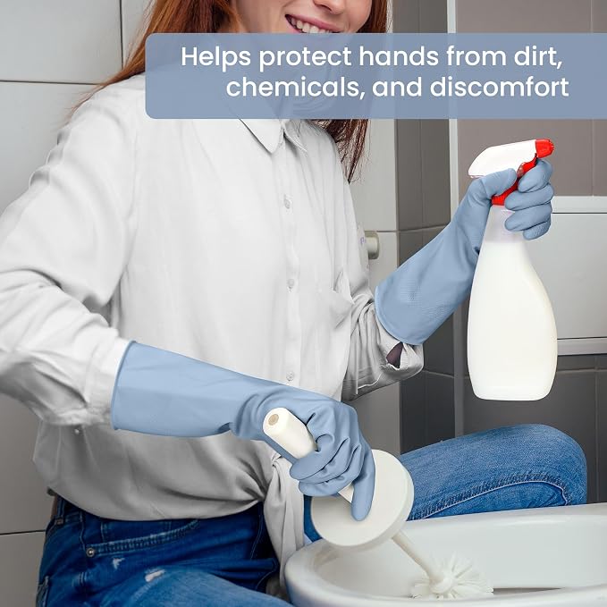 Rubber Cleaning Gloves for Dishwashing, 4 Pairs Reusable Kitchen Gloves for - Image 4