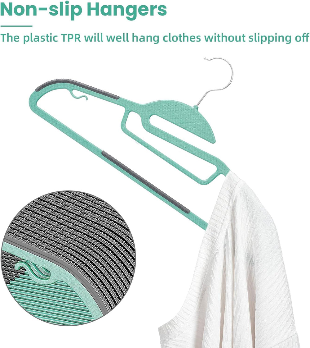 BAGAIL Plastic Hangers 50 Pack with Non-Slip Design,0.2 Inches Thick, 360°Swi...