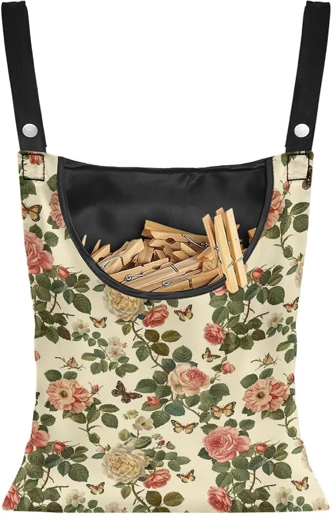 2 Pcs Floral Clothes Pin Hanging Bag by Unknown