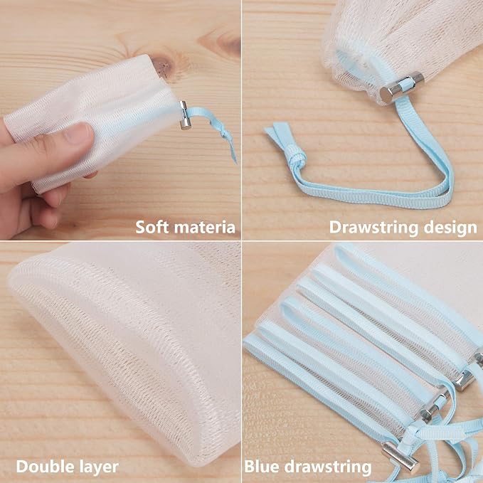 Cobahom Soap Bag 6 Pack 6 x 3.5 Inch Mesh Foaming Net Soap Sack Bags Soap Saver - Image 4