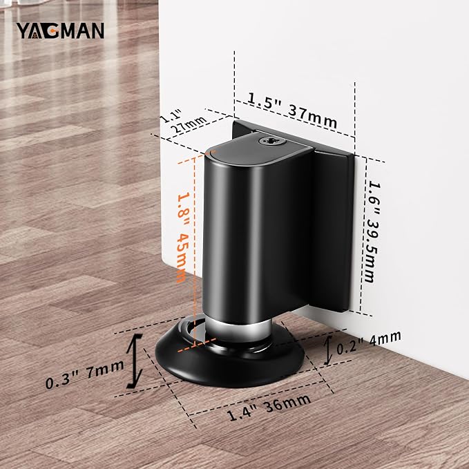 2 Pack Magnetic Door Stoppers Retractable Bottom of Door Holder No Drilling - Image 2