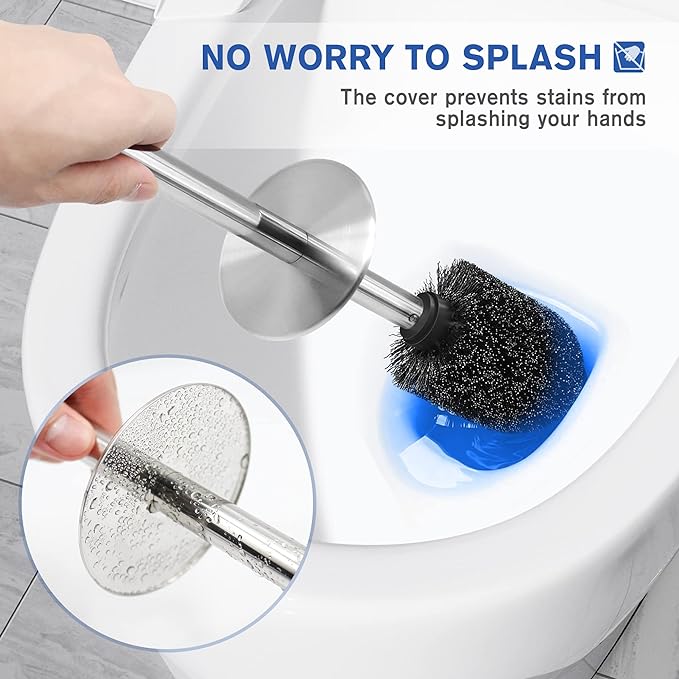 Toilet Brush and Holder, 2 Pack Toilet Brush Stainless Steel, Toilet Bowl Brush - Image 4